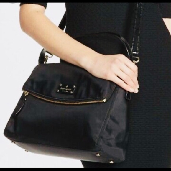 kate spade Bags Kate Spade Large Black Nylon Foldover Crossbody